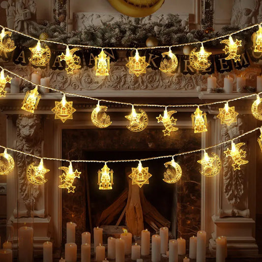 Eid Mubarak LED String Lights – Moon & Star Ramadan Fairy Lights