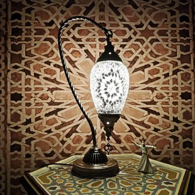 Turkish Mosaic Swan Table Lamp – Handcrafted Art Deco Glass Light