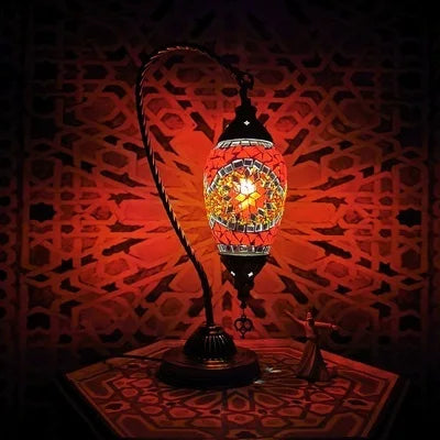 Turkish Mosaic Swan Table Lamp – Handcrafted Art Deco Glass Light