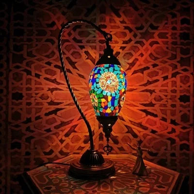 Turkish Mosaic Swan Table Lamp – Handcrafted Art Deco Glass Light