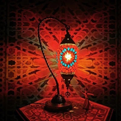 Turkish Mosaic Swan Table Lamp – Handcrafted Art Deco Glass Light