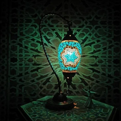 Turkish Mosaic Swan Table Lamp – Handcrafted Art Deco Glass Light