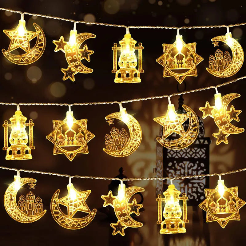 Eid Mubarak LED String Lights – Moon & Star Ramadan Fairy Lights
