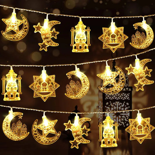 Eid Mubarak LED String Lights – Moon & Star Ramadan Fairy Lights