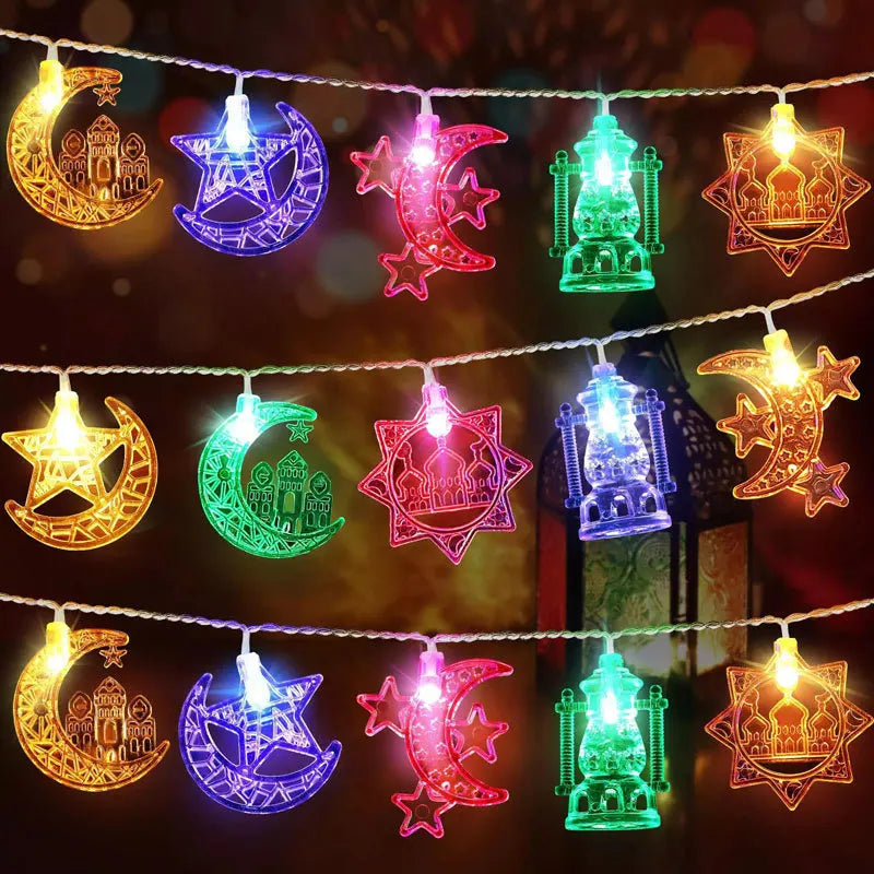 Eid Mubarak LED String Lights – Moon & Star Ramadan Fairy Lights