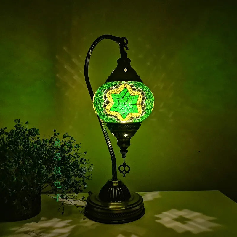 Handcrafted Turkish Mosaic Table Lamp – Art Deco Glass Bedside Light