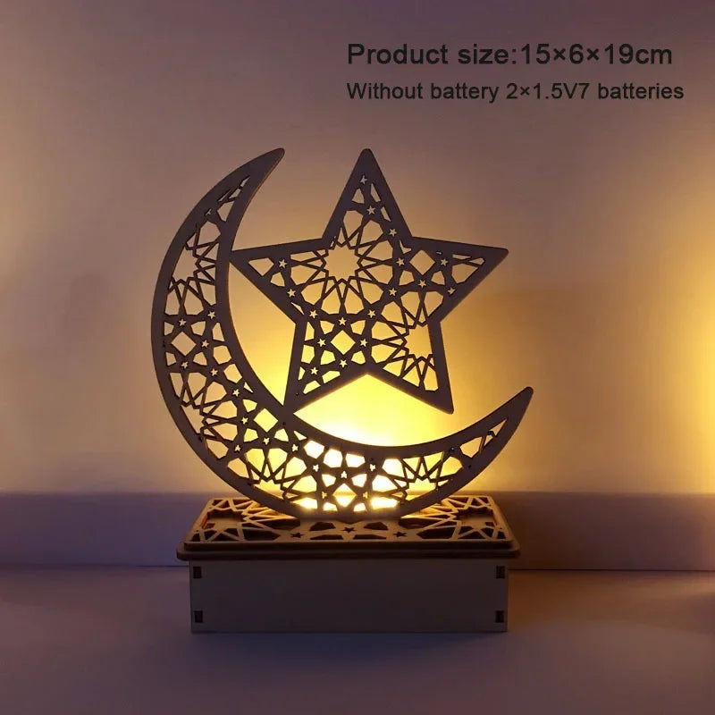 LED Rotating Ramadan Moon Star Night Light – Eid Ambient Decor Lamp
