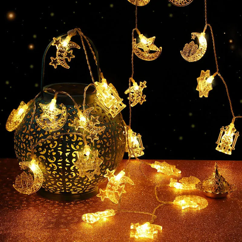 Eid Mubarak LED String Lights – Moon & Star Ramadan Fairy Lights