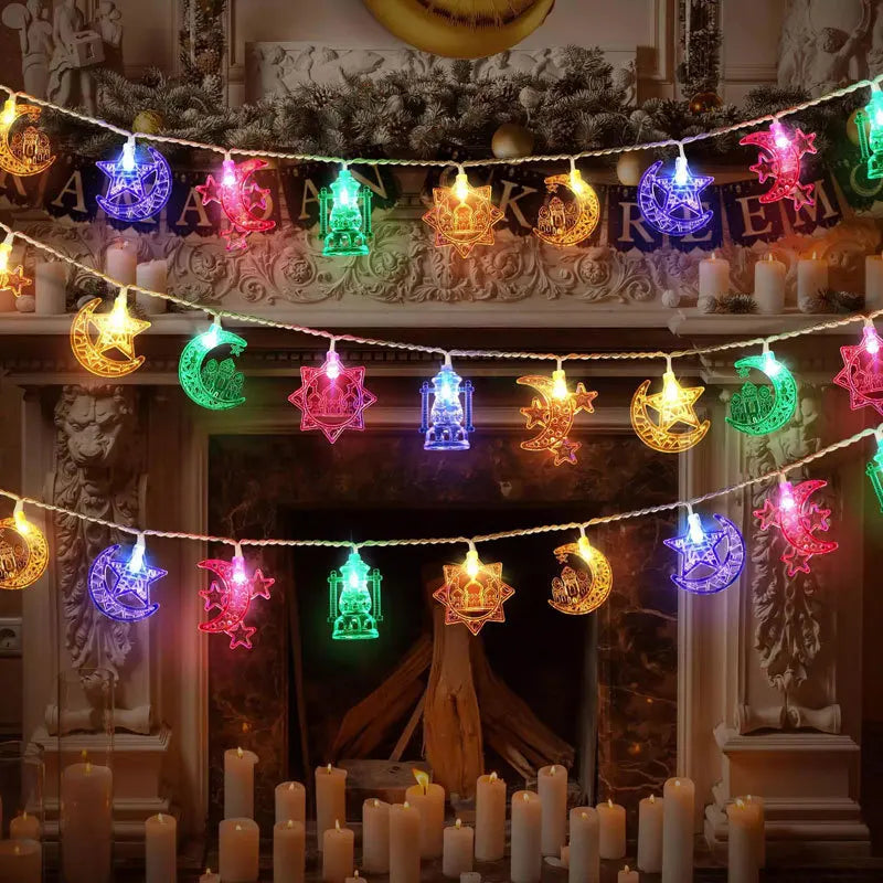 Eid Mubarak LED String Lights – Moon & Star Ramadan Fairy Lights