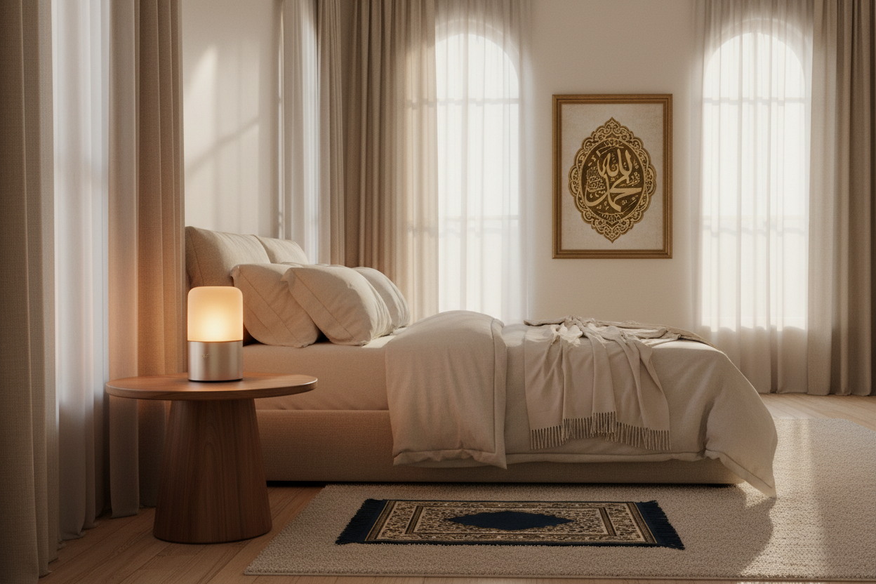 Quran Touch Lamp Speaker – Bedroom Lifestyle